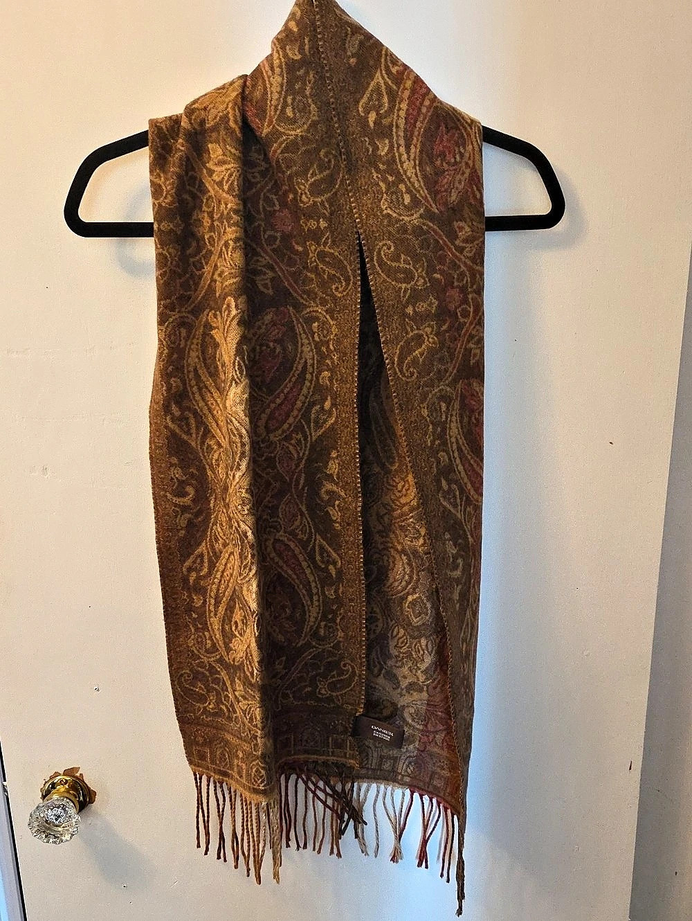 DANIER Paisley Cashmere Scarf in Brown